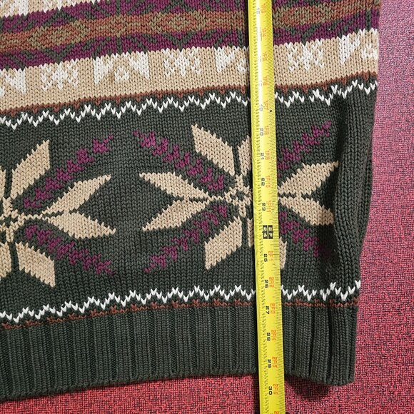 VTG 90s Tommy Hilfiger Fair Isle Knit Sweater L Heavy Chunky Snowflake Apres Ski - Picture 6 of 6
